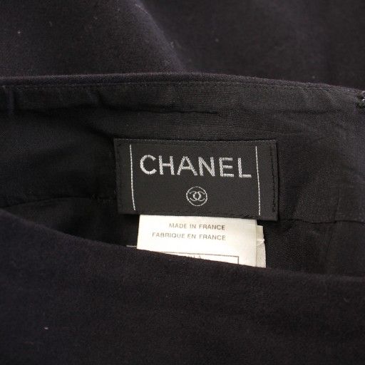 シャネル CHANEL フレアスカート ひざ丈 ロゴ シルク ウール カシミヤ