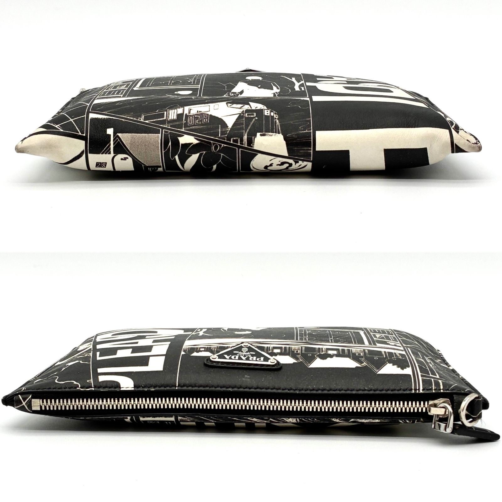 希少デザイン】PRADA プラダ クラッチバッグ コミックプリント 三角