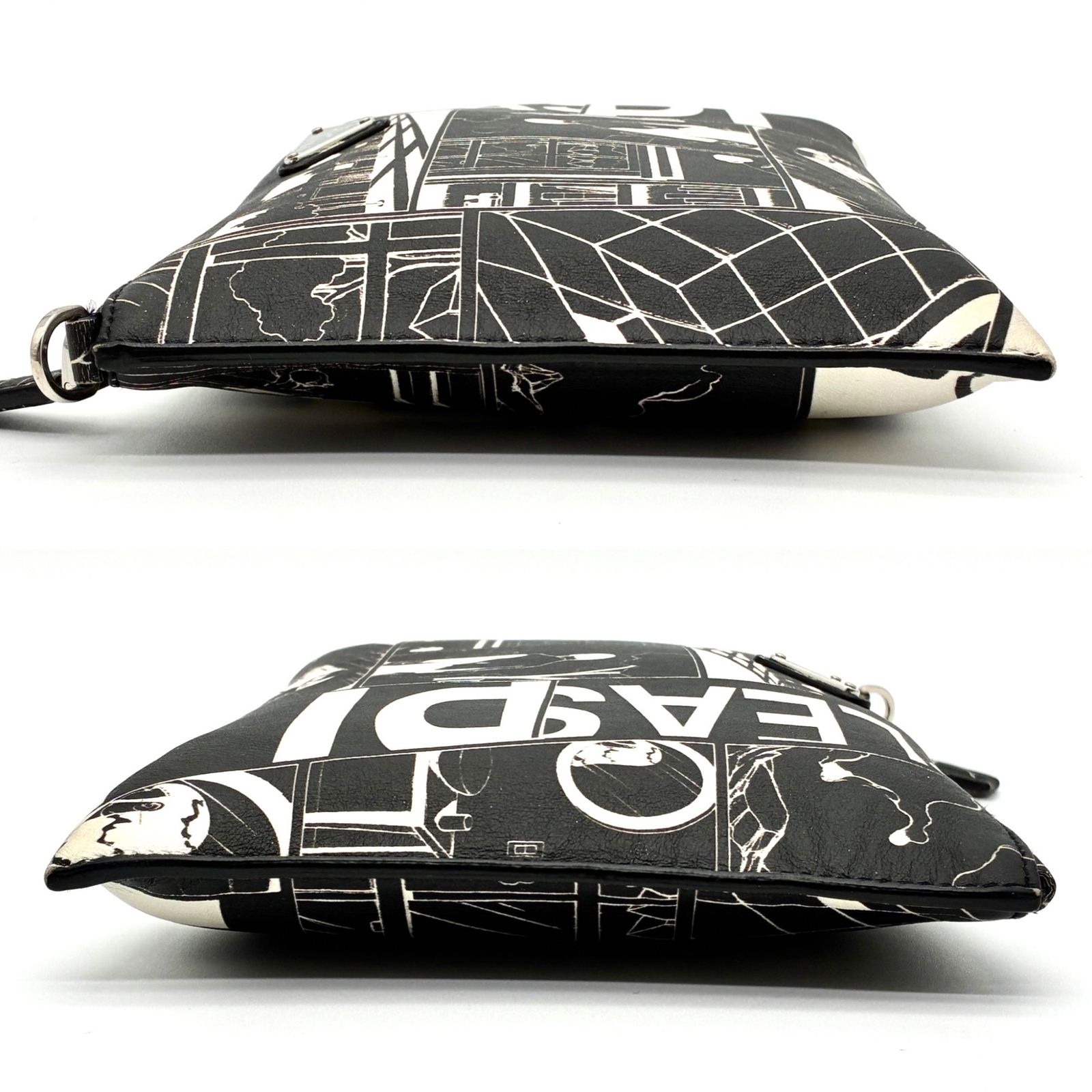 希少デザイン】PRADA プラダ クラッチバッグ コミックプリント 三角