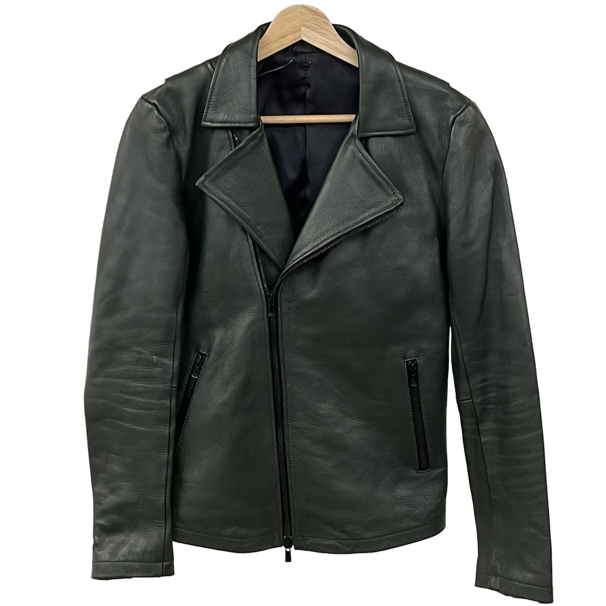 NOID ノーアイディー ライダースジャケット サイズ1 S メンズ - ダークグリーン 長袖 レザー 秋 冬
