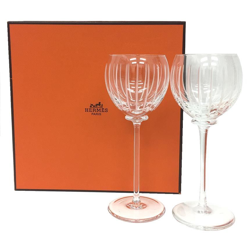 HERMES エルメス ファンファーレ ワイングラス ペア 2客セット aq11700