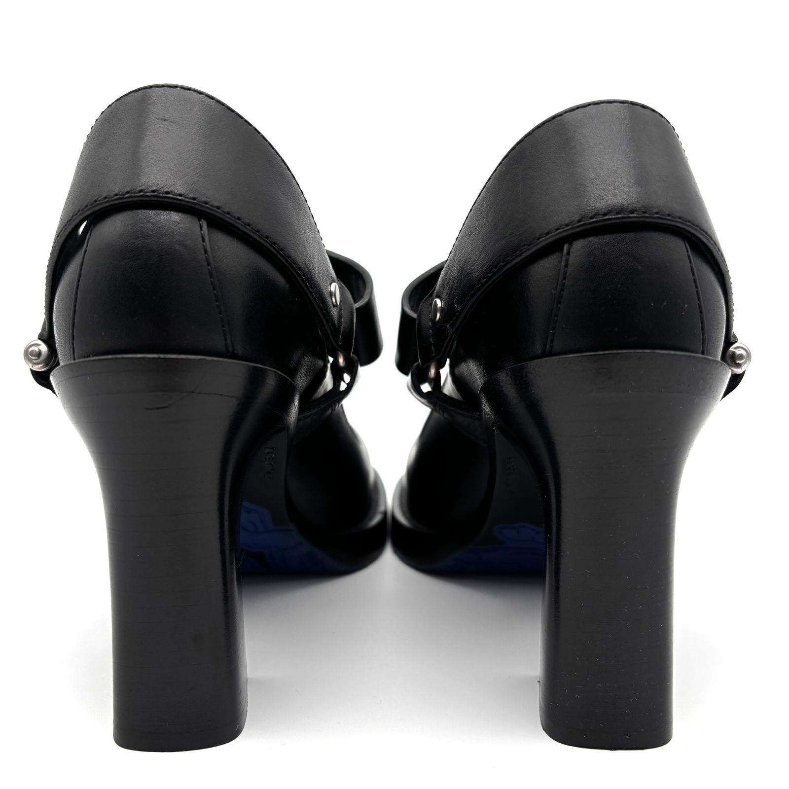 未使用級 BURBERRY バーバリー レザー スターラップ パンプス チェック  