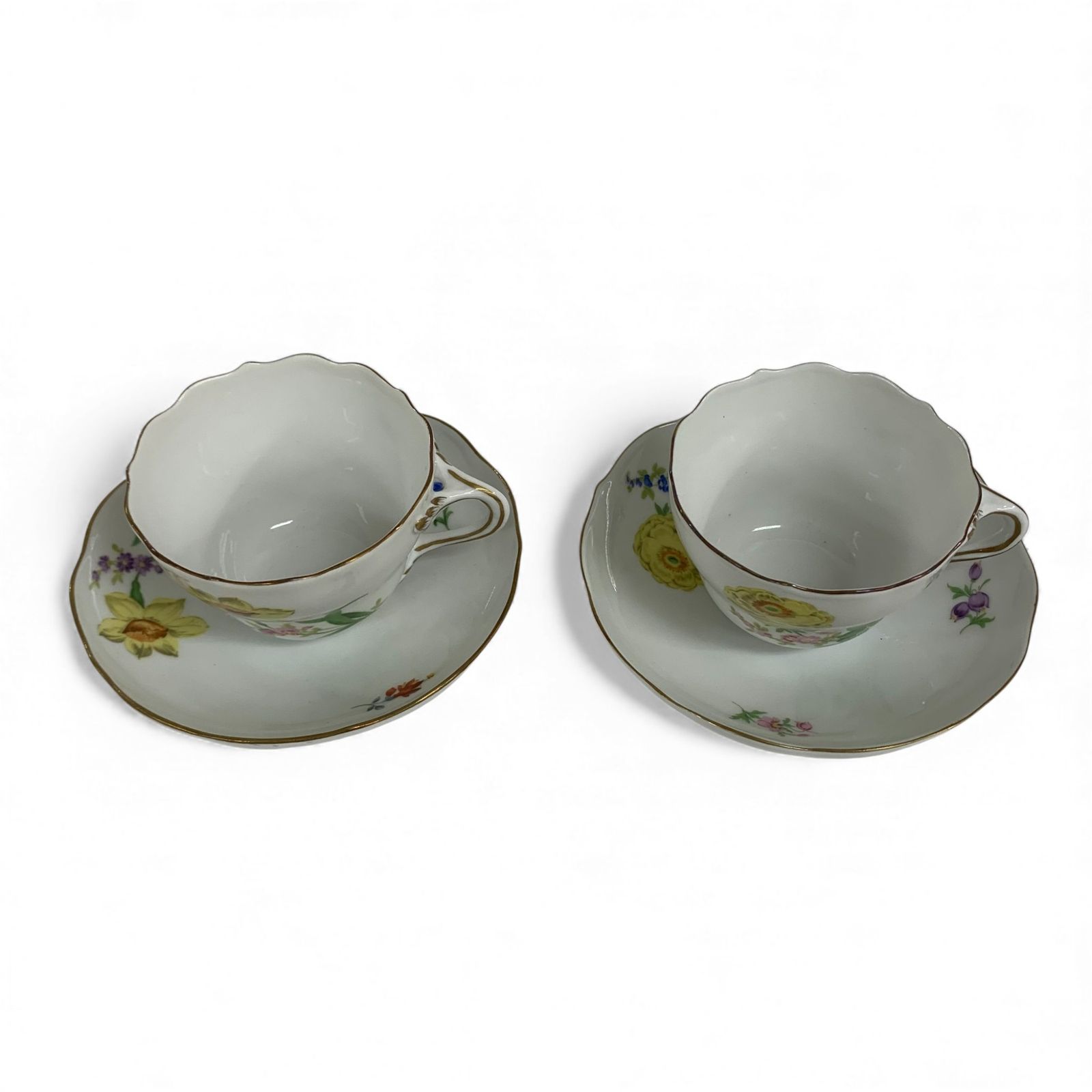 水仙と牡丹 カップソーサーペア 木