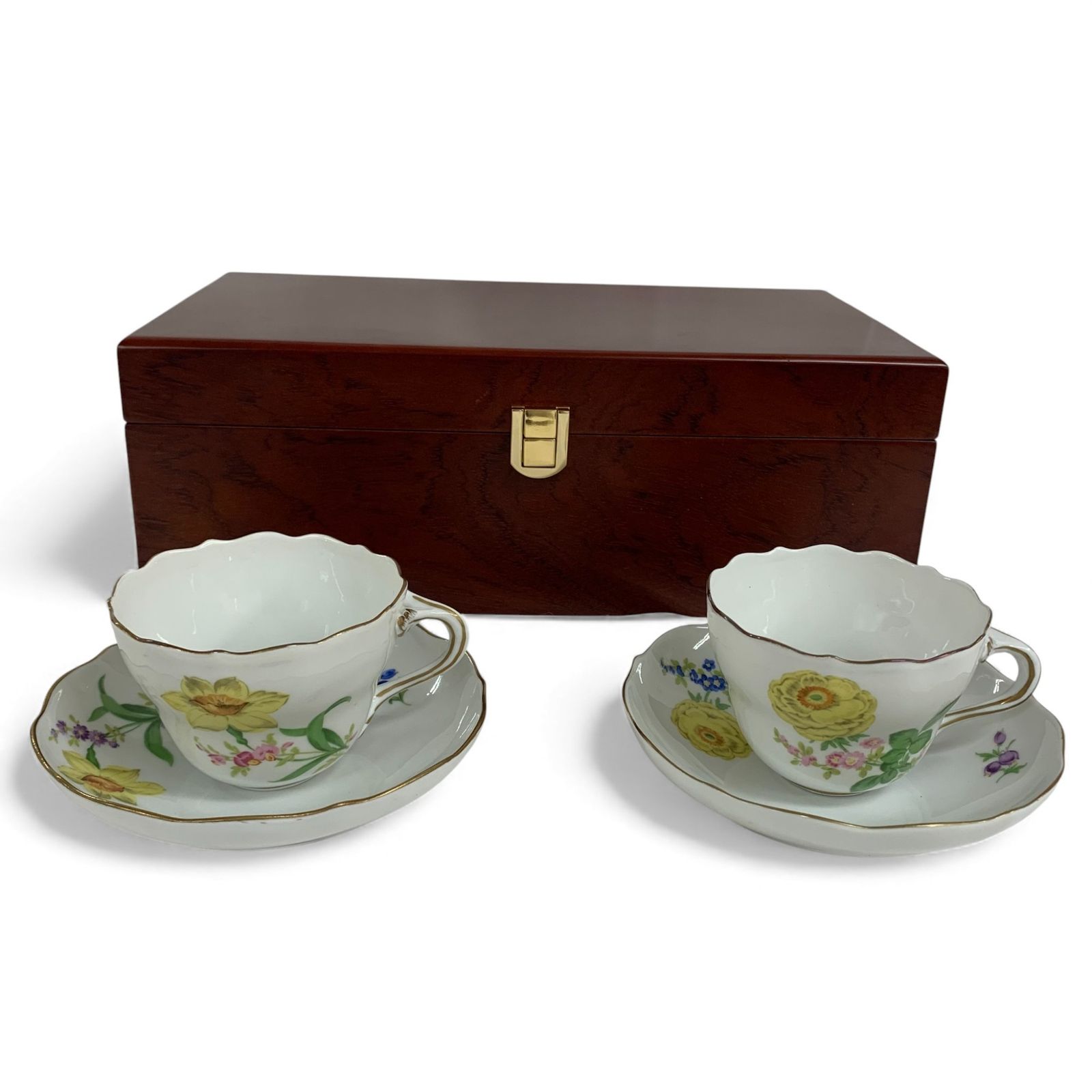 水仙と牡丹 カップソーサーペア 木