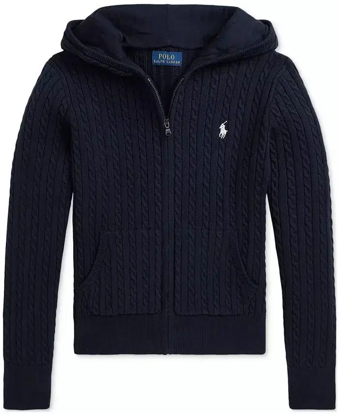 ポロラルフローレン ネイビー ガールズ ミニ ケーブル ジップアップ