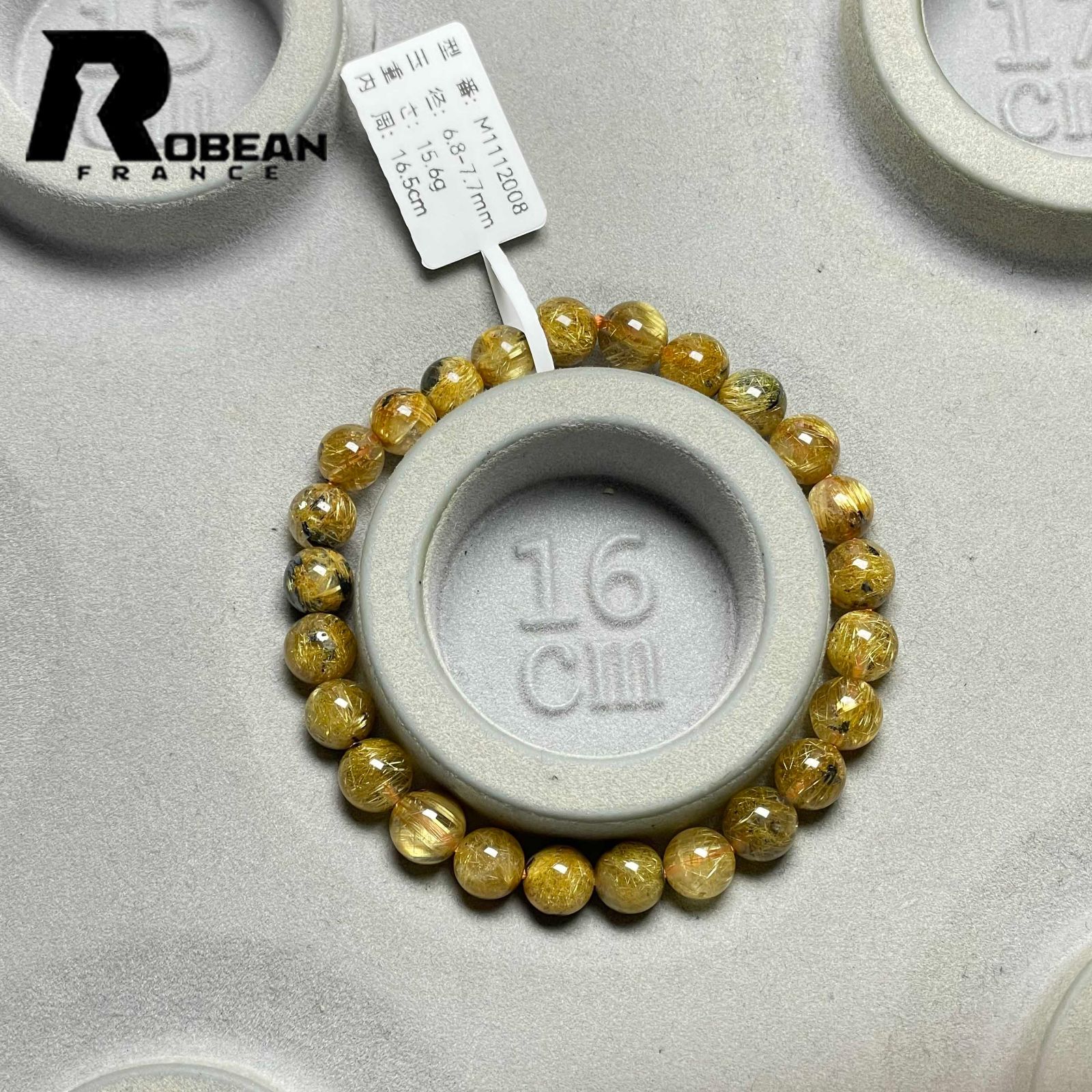 希少 EU製 定価9万円☆ROBEAN・太陽花タイチンルチル☆黄金針水晶 金運