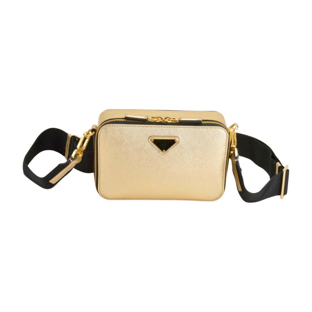 プラダ PRADA サフィアーノ トラベル ショルダーバッグ ゴールド レザー 2VH078 レディース F-YA1163