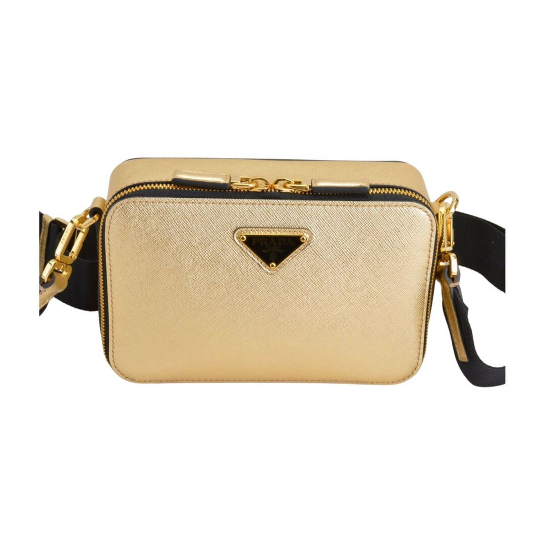 プラダ PRADA サフィアーノ トラベル ショルダーバッグ ゴールド レザー 2VH078 レディース F-YA1163