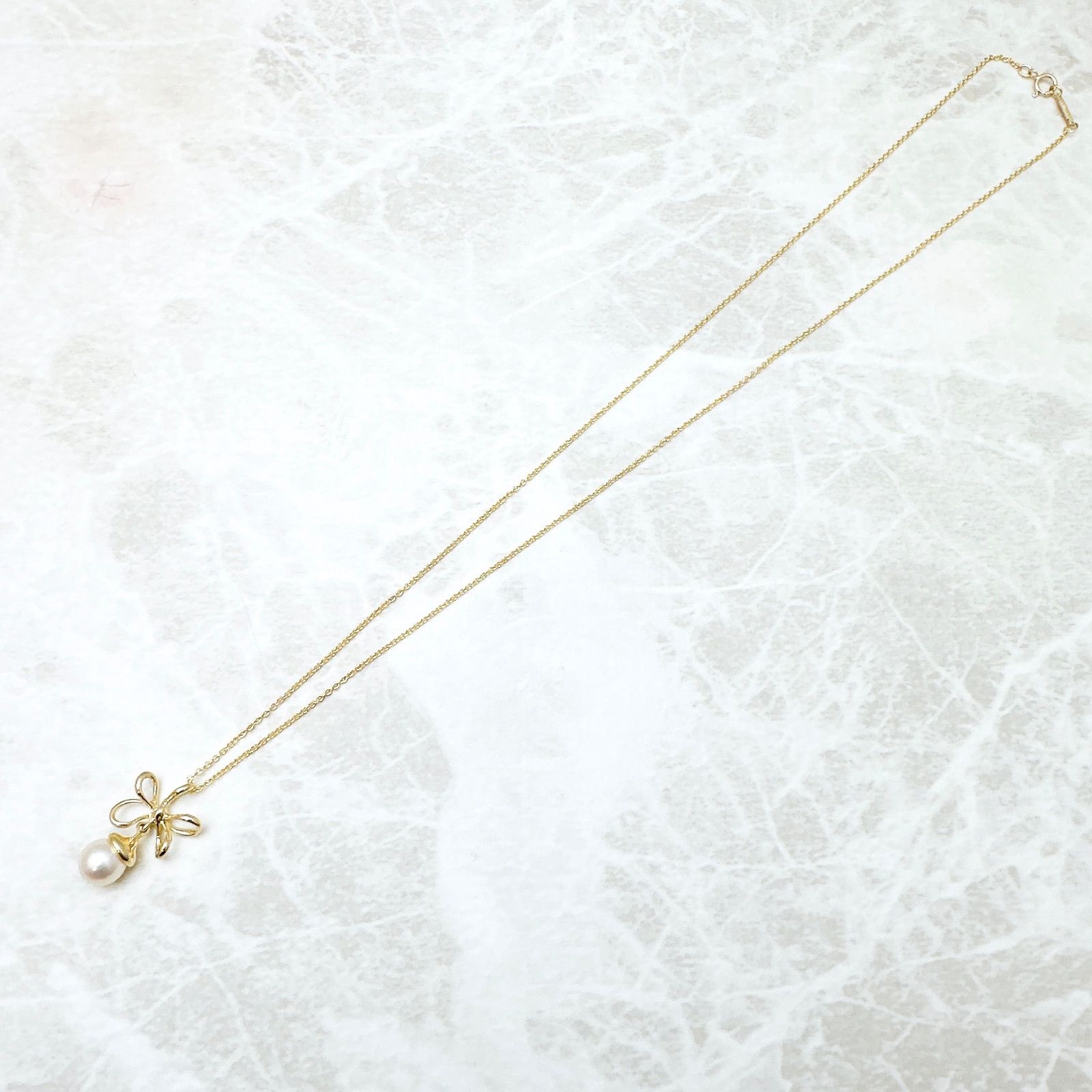 美品?Tiffany＆Co. ワイヤーフラワー パール イエローゴールド 