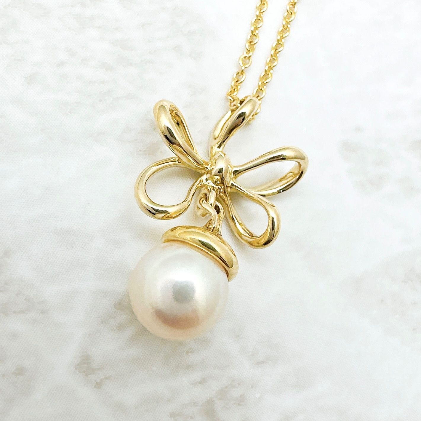 美品?Tiffany＆Co. ワイヤーフラワー パール イエローゴールド 