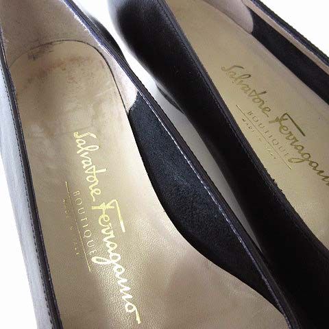  サルヴァトーレフェラガモ Salvatore Ferragamo パンプス ヴァラ リボン 本革 レザー 7 C 黒 ブラック 24.0 cm くつ 靴 シューズ ハイヒール パンプス パンプス