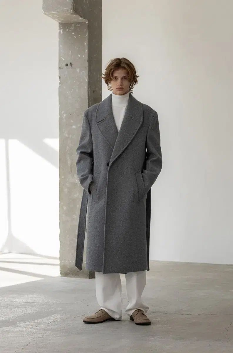 デコローソ 麻 エル ローブ ロング コート 2 グレー