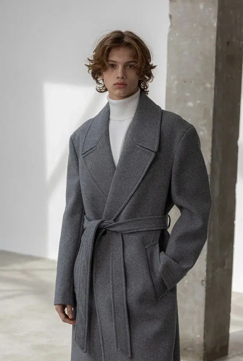 デコローソ 麻 エル ローブ ロング コート 2 グレー