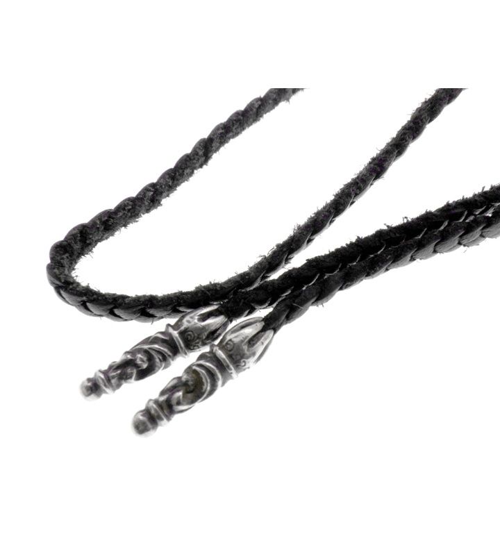 クロムハーツ CHROME HEARTS LEATHER BRAID レザー ブレード スクロールチップ ネックレス 45532