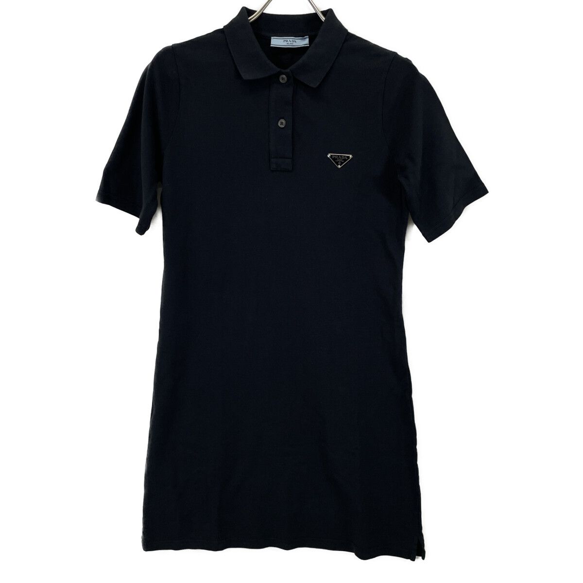 PRADA サテンリボン トライアングルロゴ カットソーワンピース ネイビー PRADA プラダ 23年 ﾈｲﾋﾞｰ ﾄﾗｲｱﾝｸﾞﾙﾛｺﾞ ﾜﾝﾋﾟｰｽ 42 - メルカリ