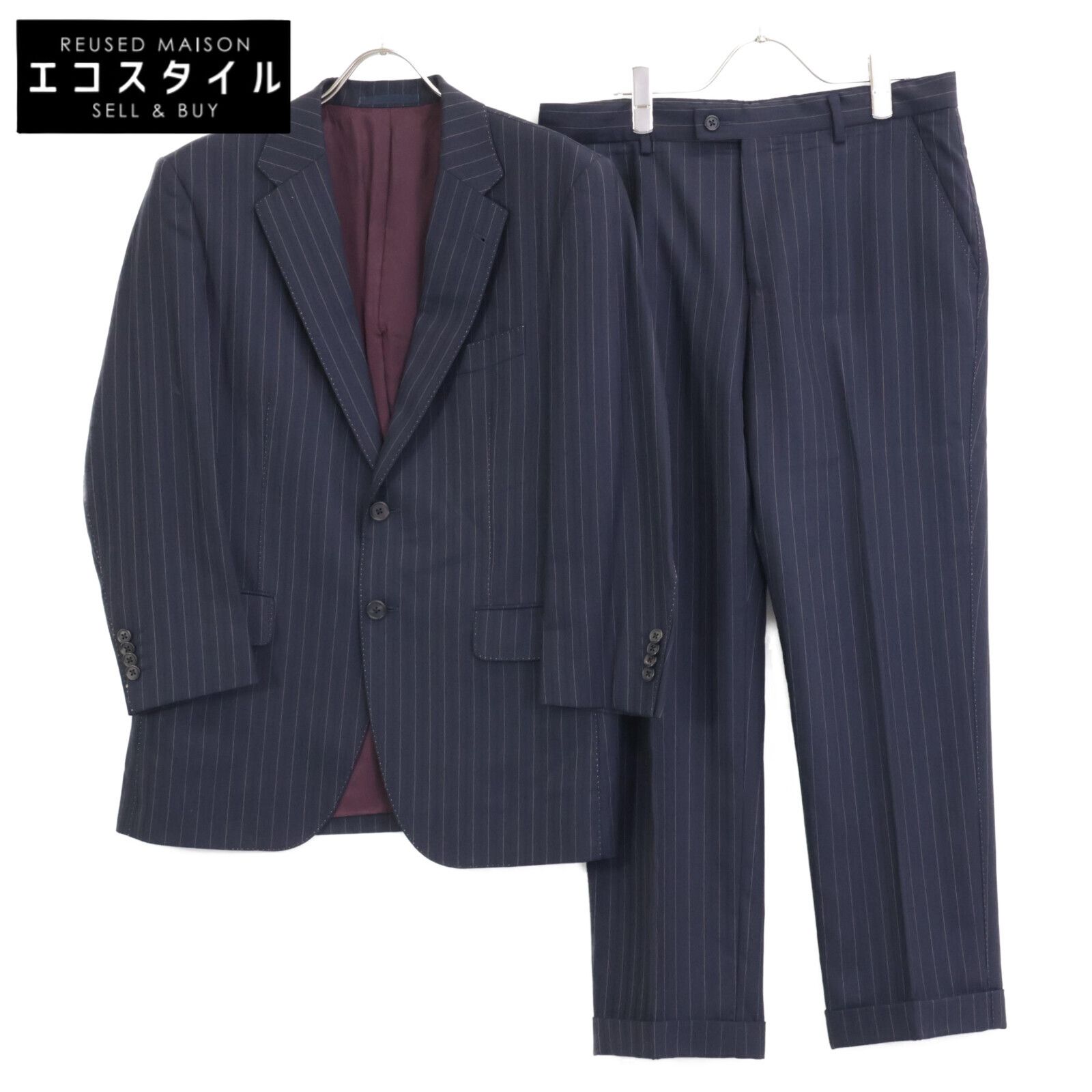 PaulSmith ポールスミス ﾈｲﾋﾞｰ ｳｰﾙ ｾﾞﾆｱ地 ﾋﾟﾝｽﾄﾗｲﾌﾟ ｽｰﾂ M 2