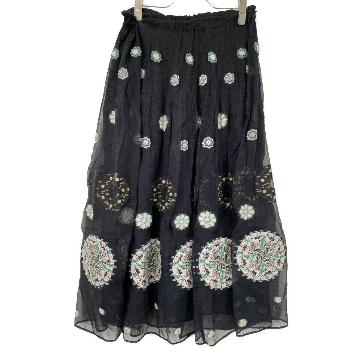 Haat ハート ブラック 花柄 チュールスカート 表記無し