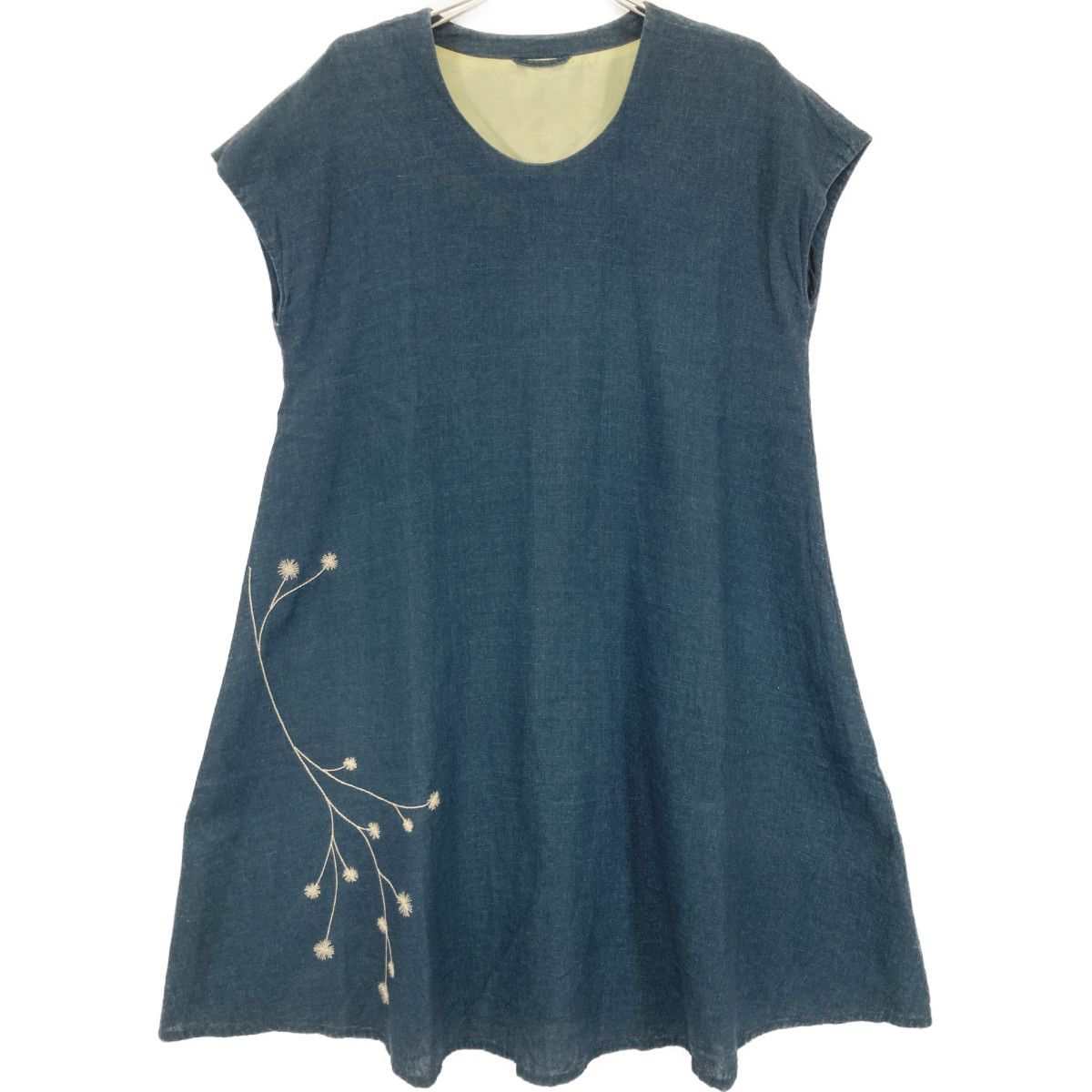 Pallas Palace パラスパレス インディゴ フラワー刺繍ノースリーブワンピース O