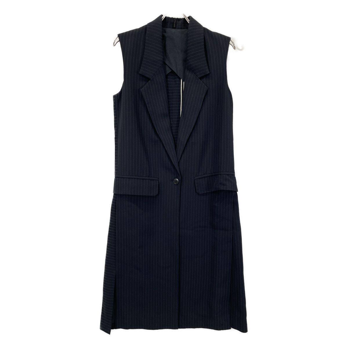 HELMUT LANG ヘルムートラング 16-6302201 ネイビー ストライプ ロングジレ 2