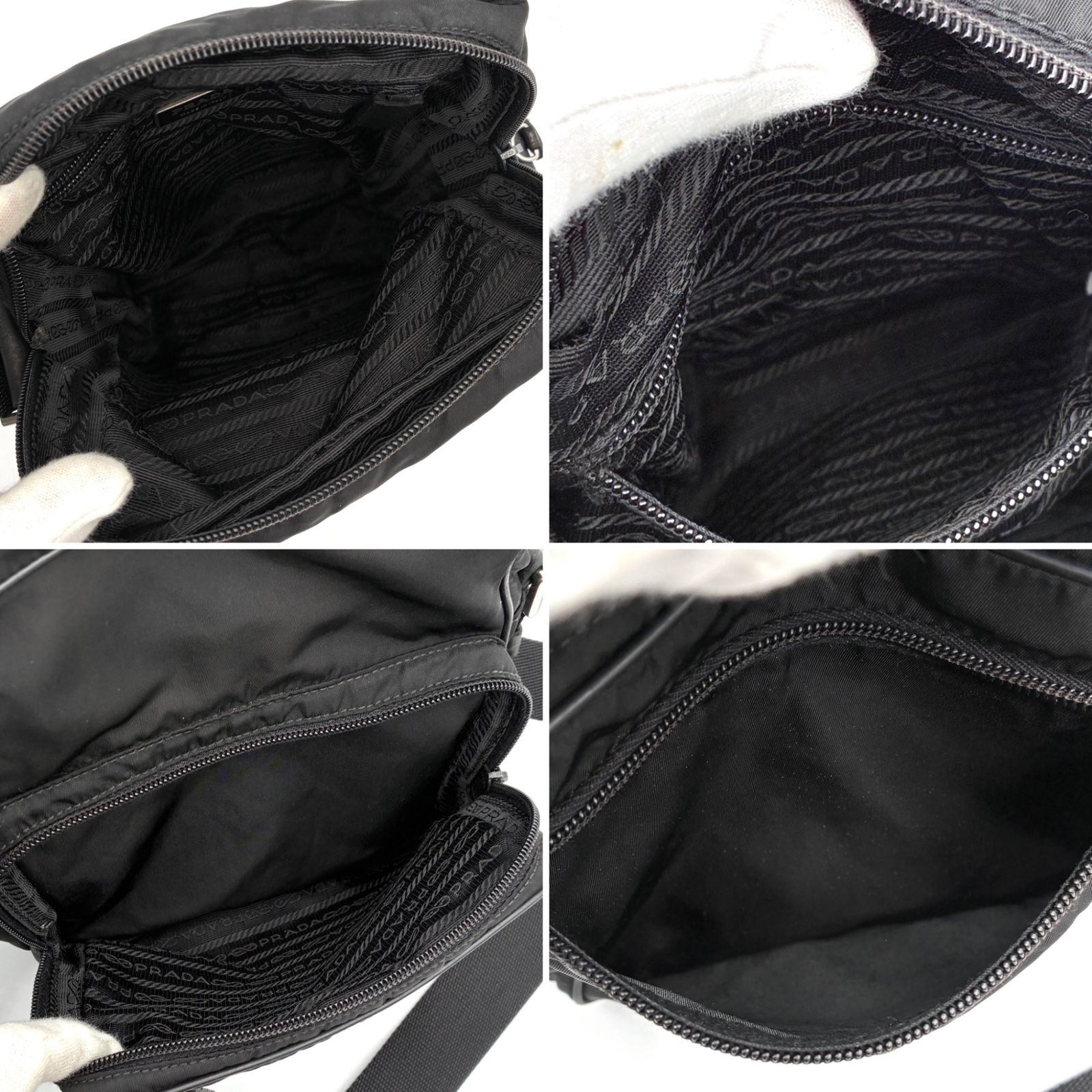 美品 PRADA プラダ ショルダーバッグ 三角ロゴ プレート 白タグ 多収納