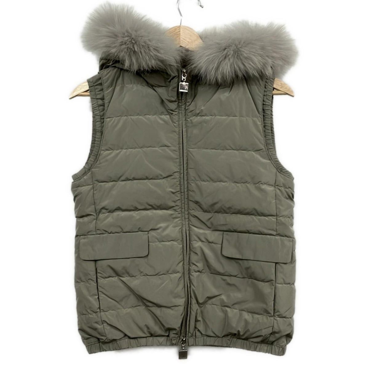 S Max Mara マックスマーラ ダウンベスト サイズ36 S レディース グレー ファー着脱可