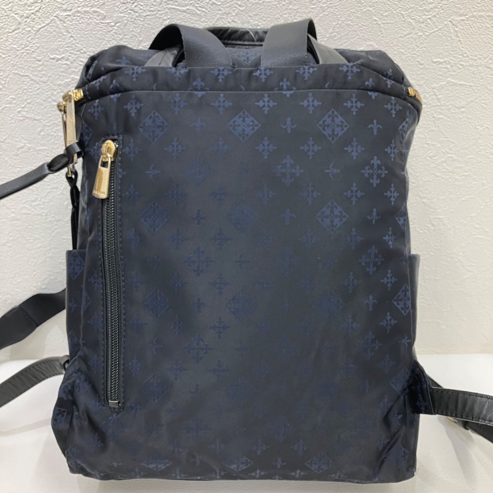 ラシット russet リュック モノグラム 総柄 ナイロン ブラック×ネイビー russet ラシット 総柄 リュックサック バックパック ナイロン ネイビー