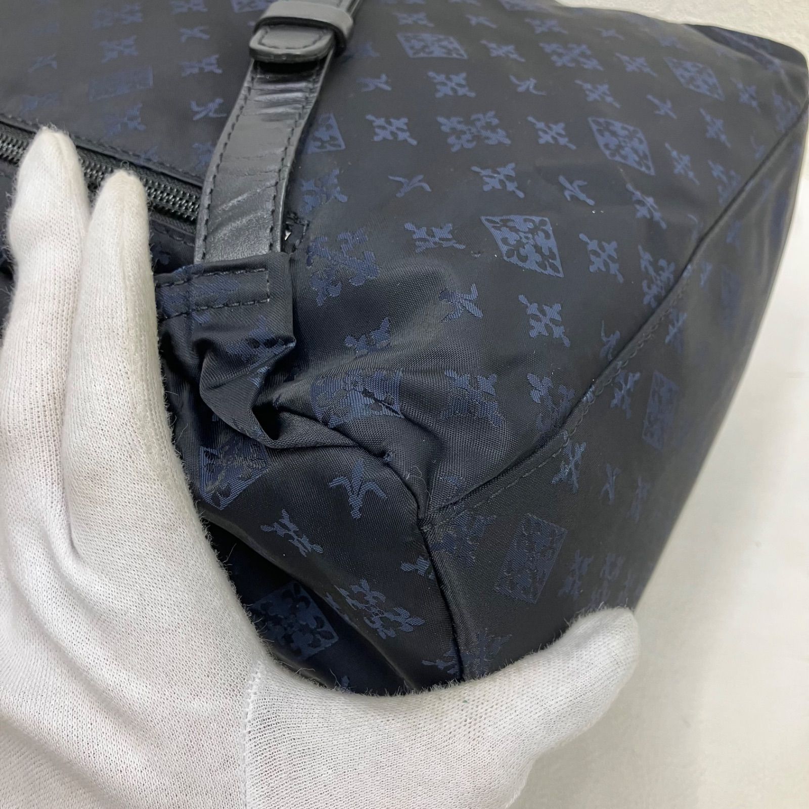 ラシット russet リュック モノグラム 総柄 ナイロン ブラック×ネイビー russet ラシット 総柄 リュックサック バックパック ナイロン ネイビー