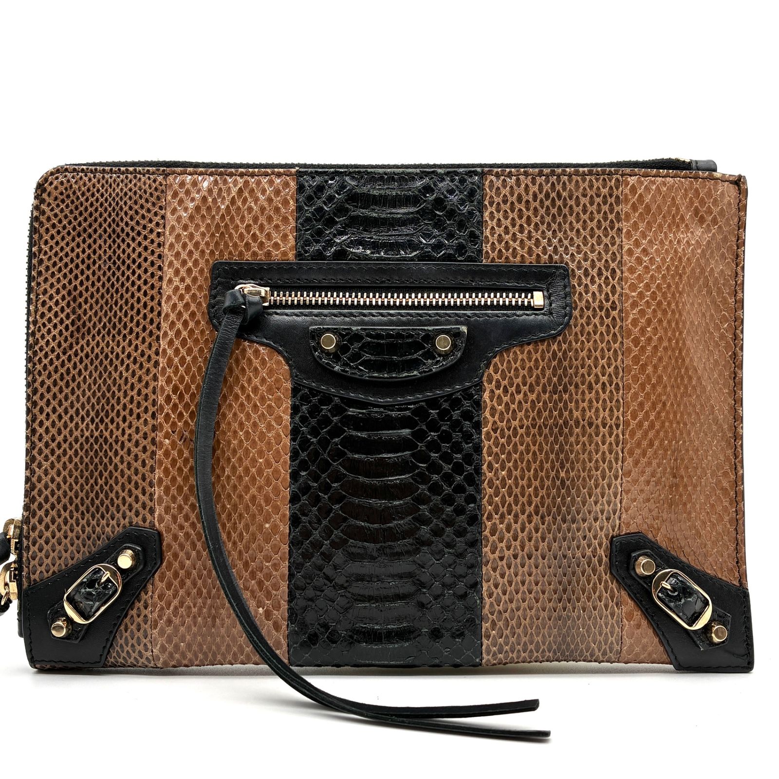 美品 BALENCIAGA バレンシアガ クラッチバッグ パイソン レザー シティ