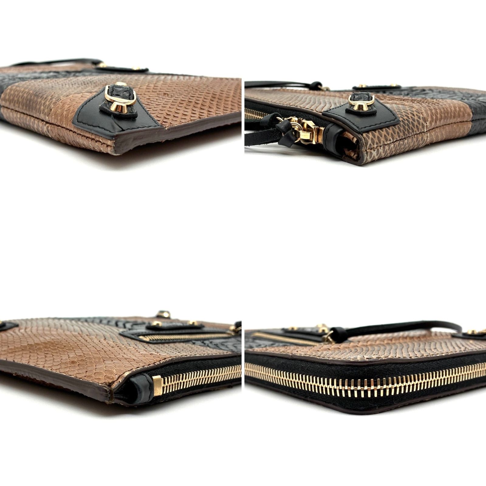 美品 BALENCIAGA バレンシアガ クラッチバッグ パイソン レザー シティ