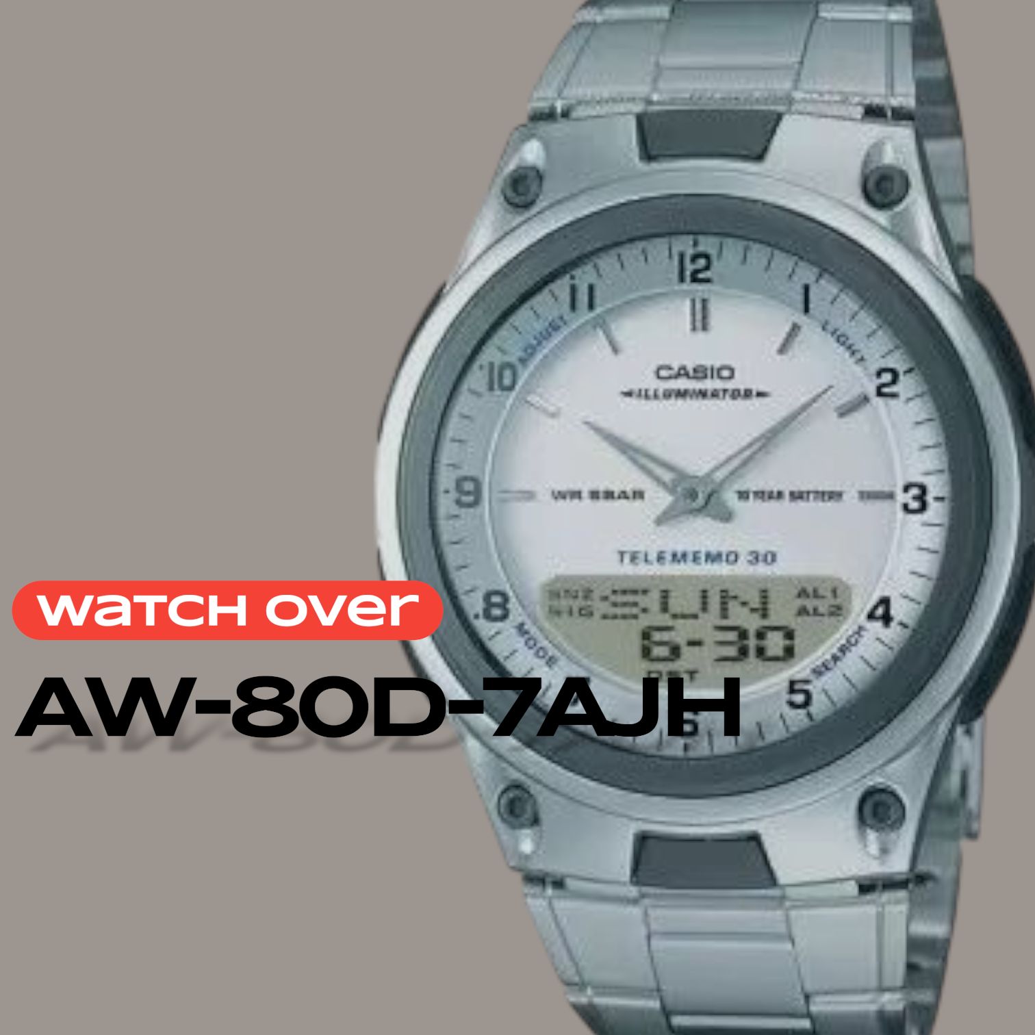 AW-80D-7AJH 카시오 AW80D7AJH 정품 저렴한 카시오 치푸카시 실버 메탈 밴드 메르카리 컴팩트 아날로그 디지털 시계 카시오 카시오