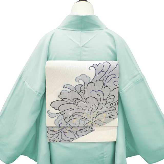 夏物 袋帯 フォーマル 正絹 京都 西陣 河瀬満織物 白 花 金銀糸 ラメ糸 春 秋 の単衣にも おしゃれ カジュアル 夏帯 夏用 仕立て上がり みやがわ sb 54750