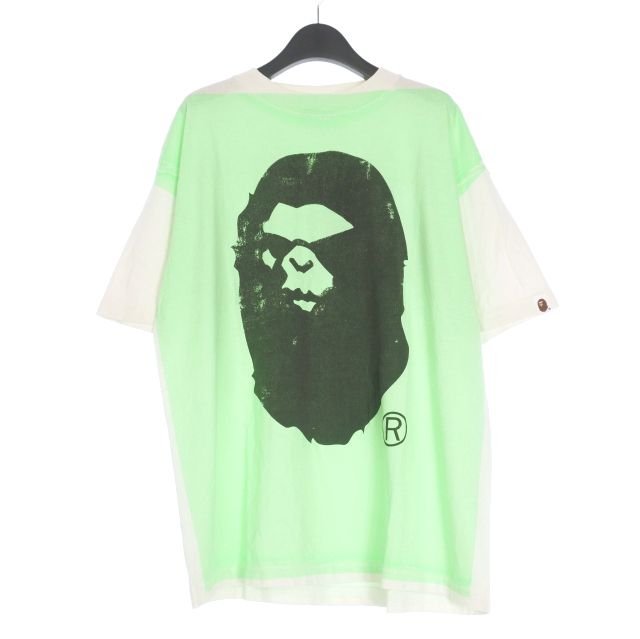 セントマイケル SAINTMICHAEL × A BATHING APE 25AW HANDPRINT BAPE_SS TEE Tシャツ カットソー 半袖 XL ホワイト グリーン SM-HR1-0000-C3