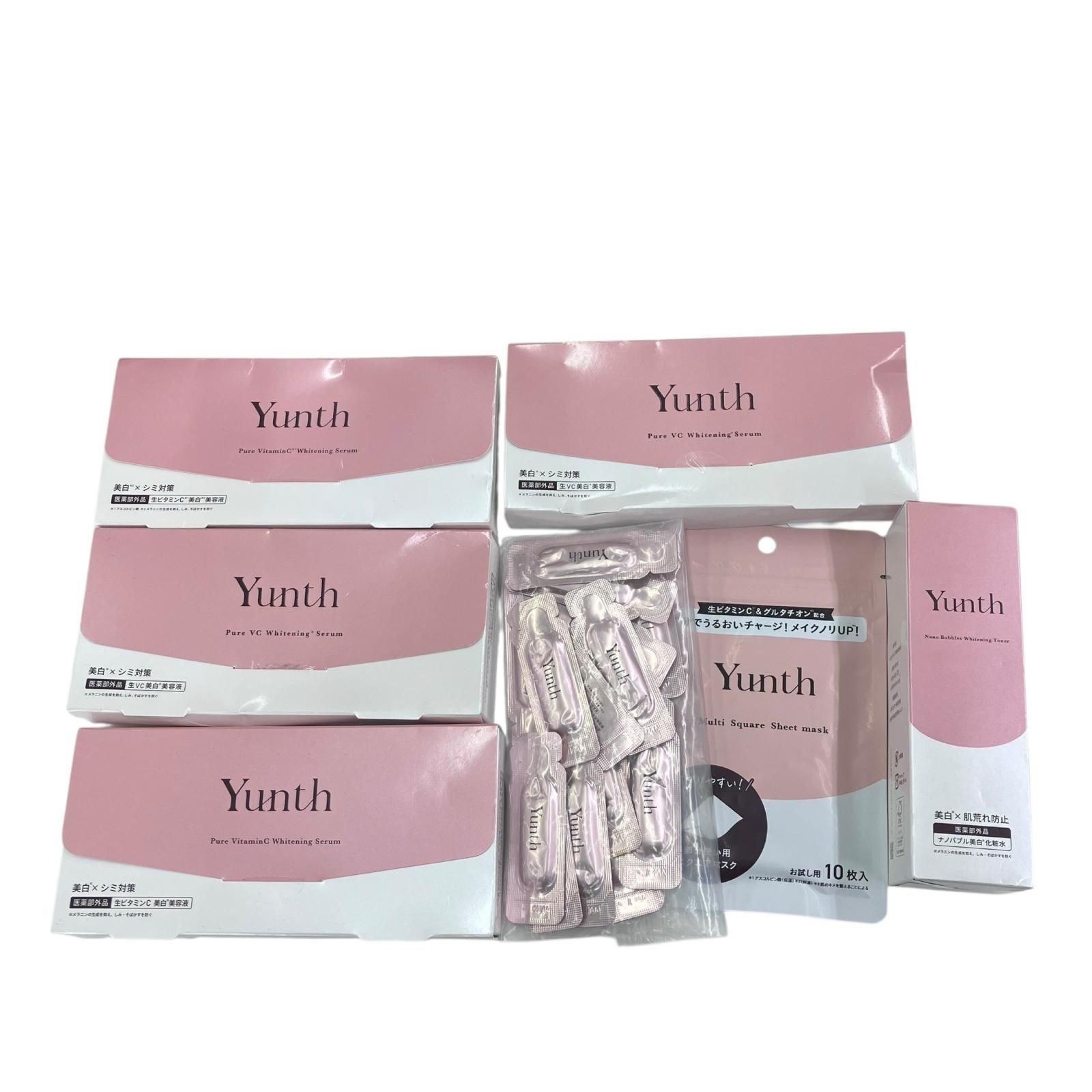 186000 現状品 Yunth ユンス 薬用ホワイトニングエッセンス マルチシートマスク 薬用ホワイトニングローション VCG 7点