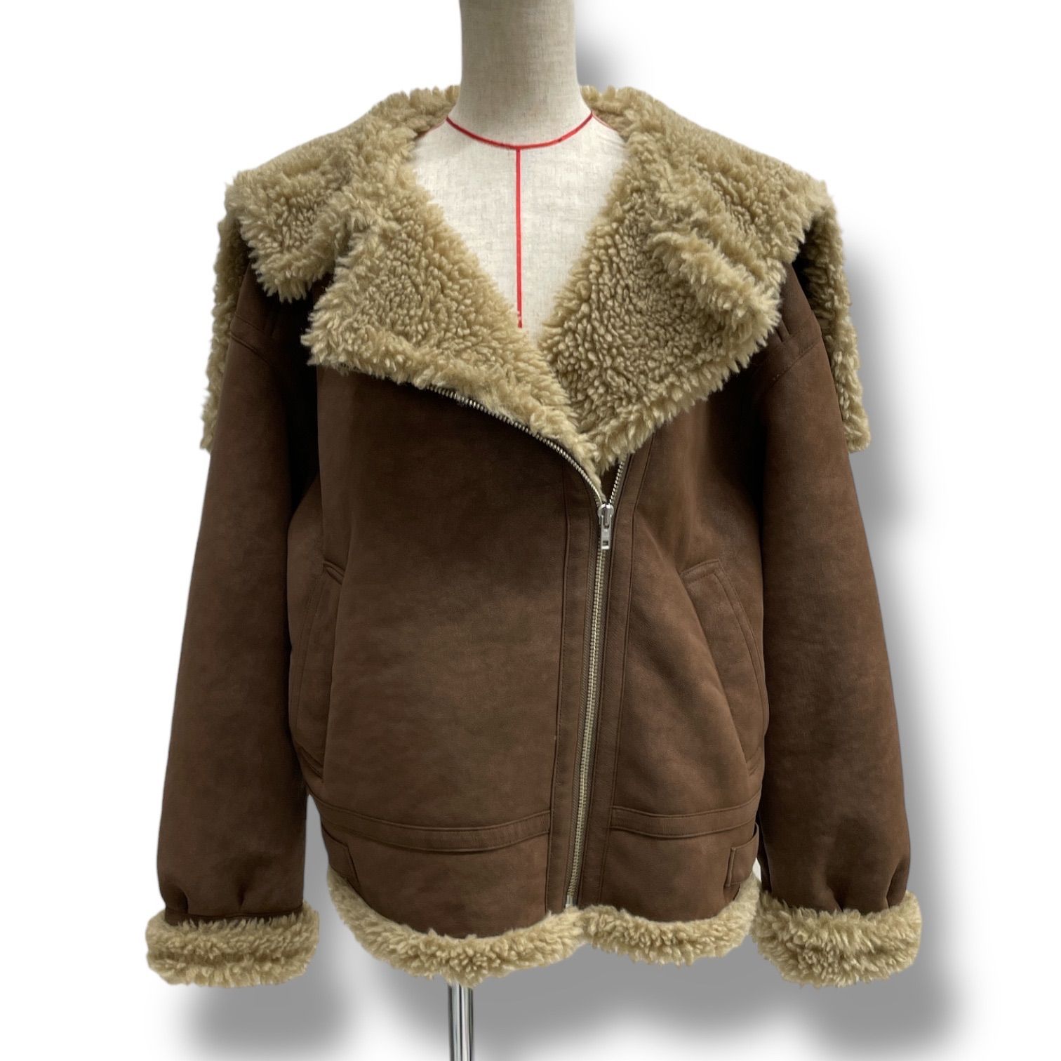 discoat ディスコート フェイクムートン B3フライトジャケット ムートンコート ジャケット アウター 2025AW ブラウン 茶色 サイズF レディース 冬 ゴーゴー古着マルイ北千住店 13 No.1189