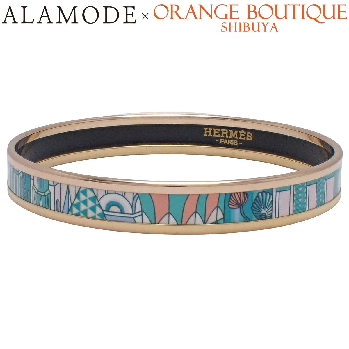 HERMES エルメス エマイユPM メタル GP バングル ブレスレット 犬 コアラ オウム 植物 七宝焼き アニマポリス ゴールド金 グリーン緑 マルチ レディース 40802164478 アラモード