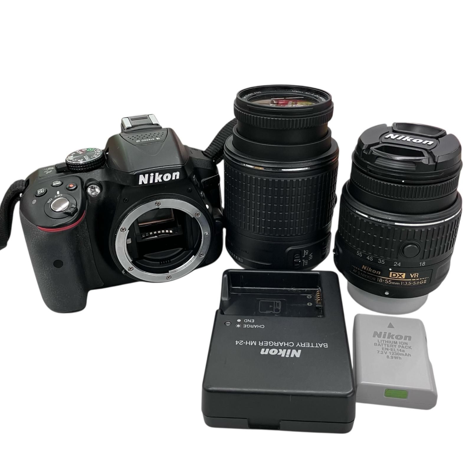 186000 動作 済み Nikon ニコン デジタル一眼レフカメラ ダブルズームキット D5300 ブラック