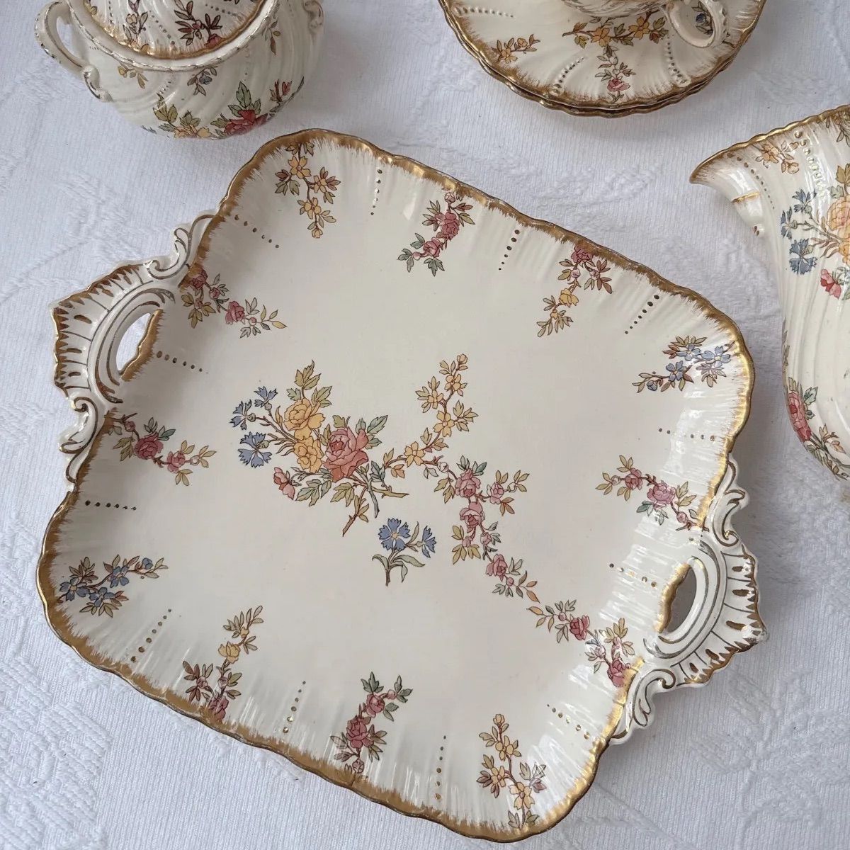 希少　美品　サルグミンヌ　ルイ15世　平皿　フランスアンティーク　A 希少 サルグミンヌ ルイ15世 スクエア ラージプレート トレイ フランス