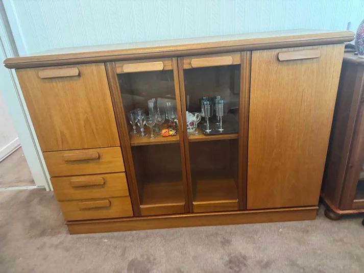 ディスプレイキャビネット White-Newton イギリス 木製 ヴィンテージ ホワイトニュートン