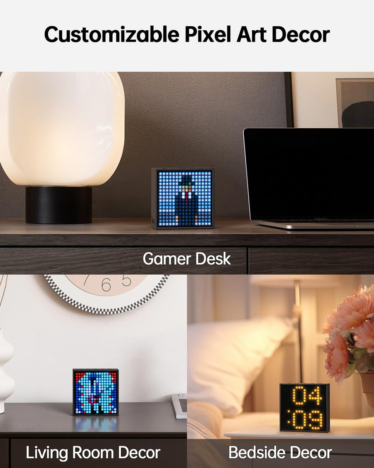 LED カレンダー ブラック RGB 音楽再生 強化された低音 時計付き ピクセルアート 使用 ハンズフリー通話 256 ポータブルBluetoothスピーカー Evo Timebox Divoom WWW_OPDRERGINERDOGAN_COM