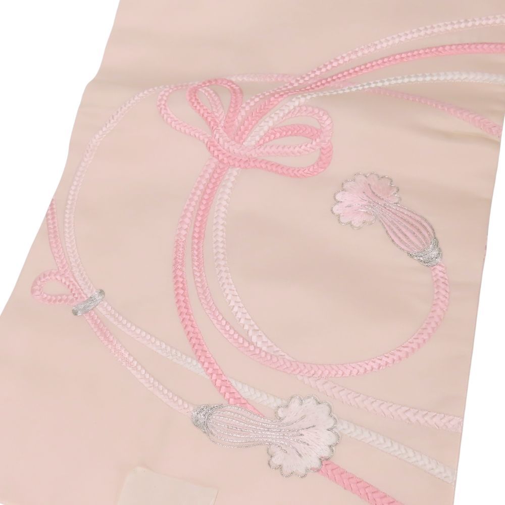 中古】未使用展示品 名古屋帯 しつけ糸あり 正絹(金銀糸除く) ピンク系