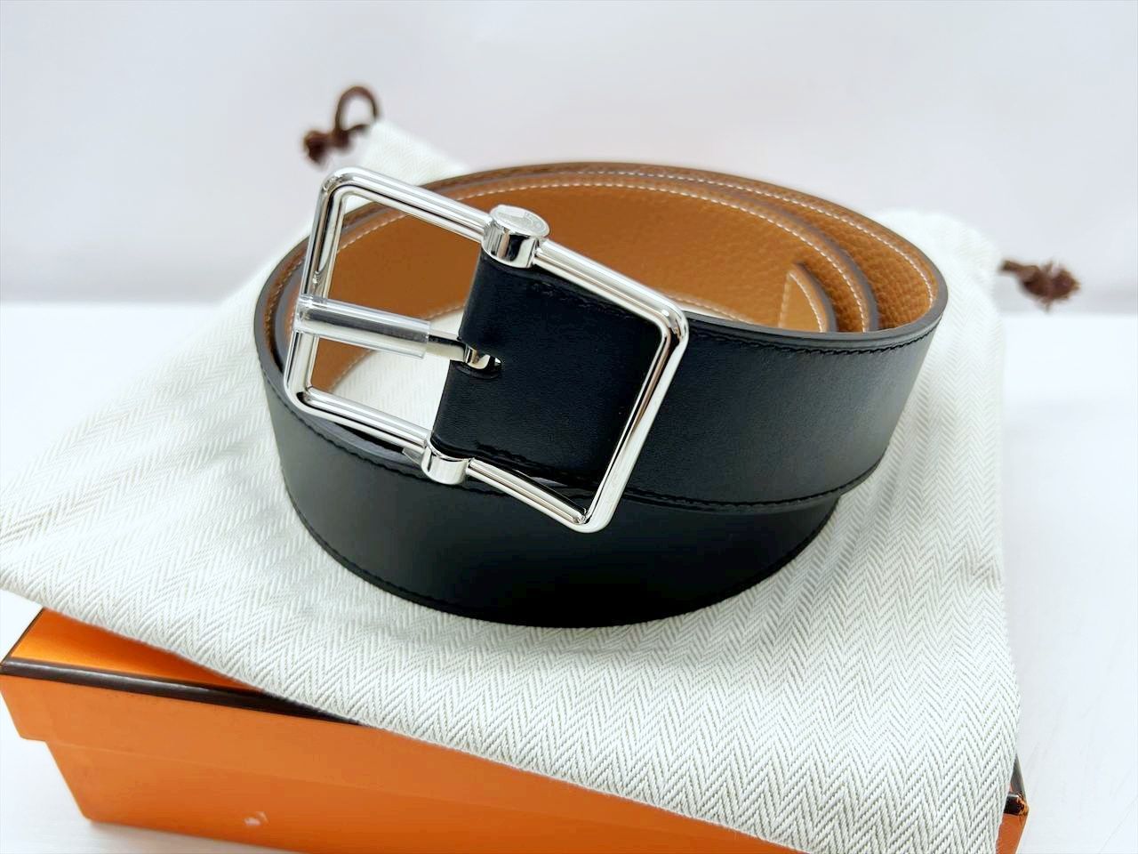 19年 保管 HERMES エルメス サドル38 レザー ベルト 90 CEINTURE H SADDLE 38