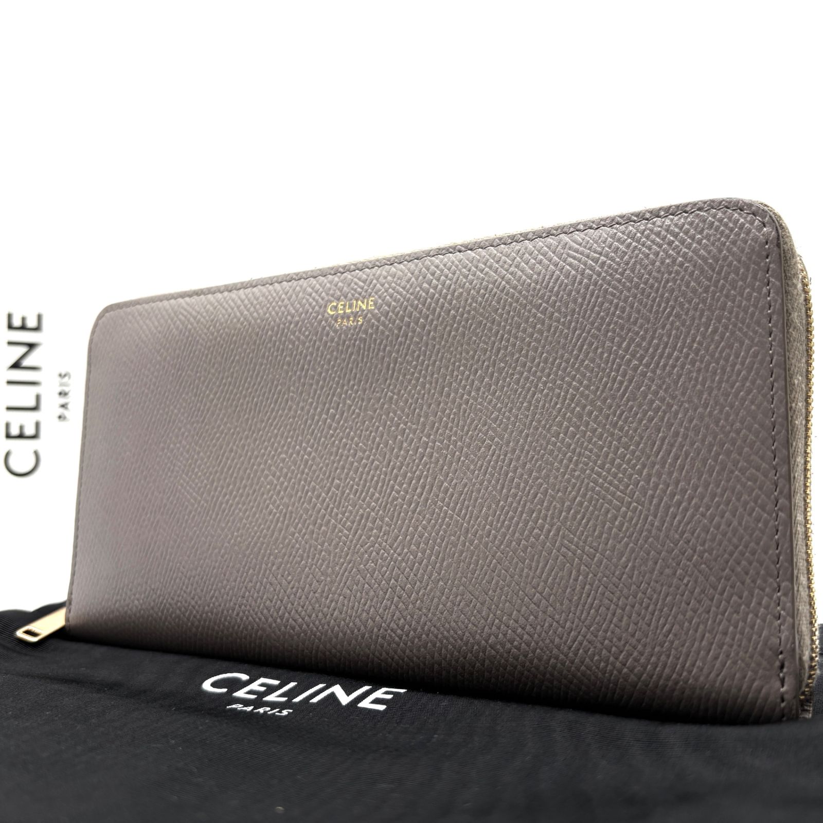 美品 現行ロゴ CELINE セリーヌ 長財布 ロングウォレット ラウンド