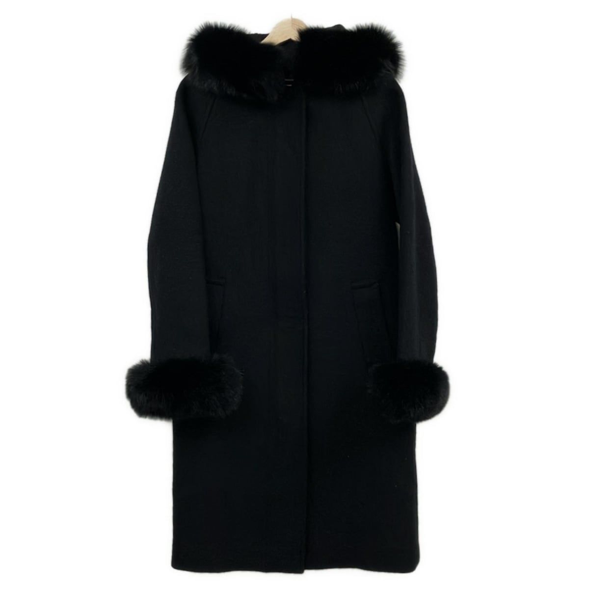 Diagram GRACE CONTINENTAL ダイアグラム コート サイズ36 S レディース 黒 ファー ジップアップ 冬物