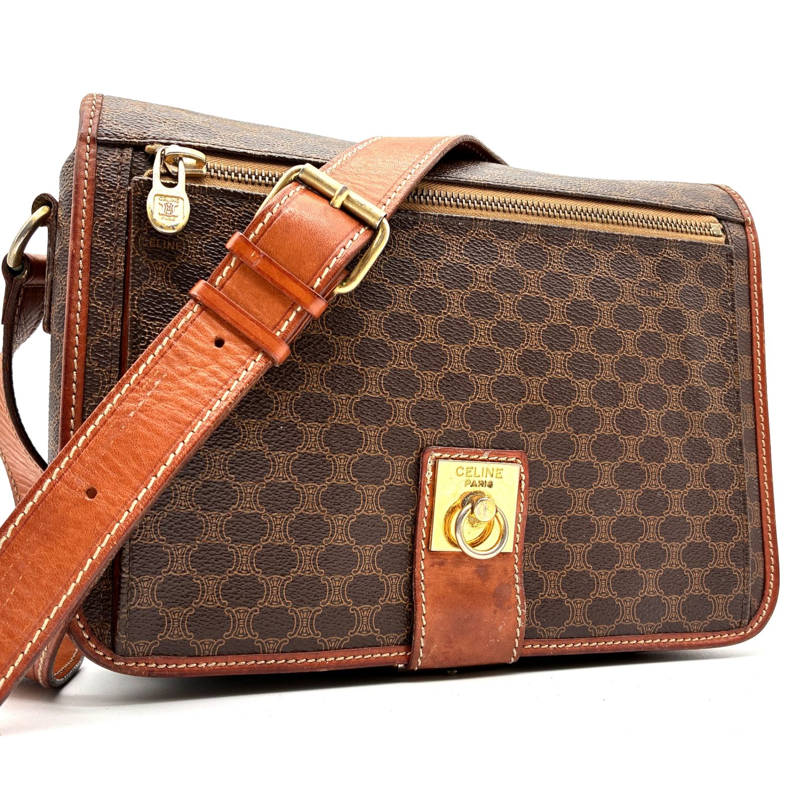 正規品 CELINE セリーヌ ショルダーバッグ マカダム トリオンフ 斜め