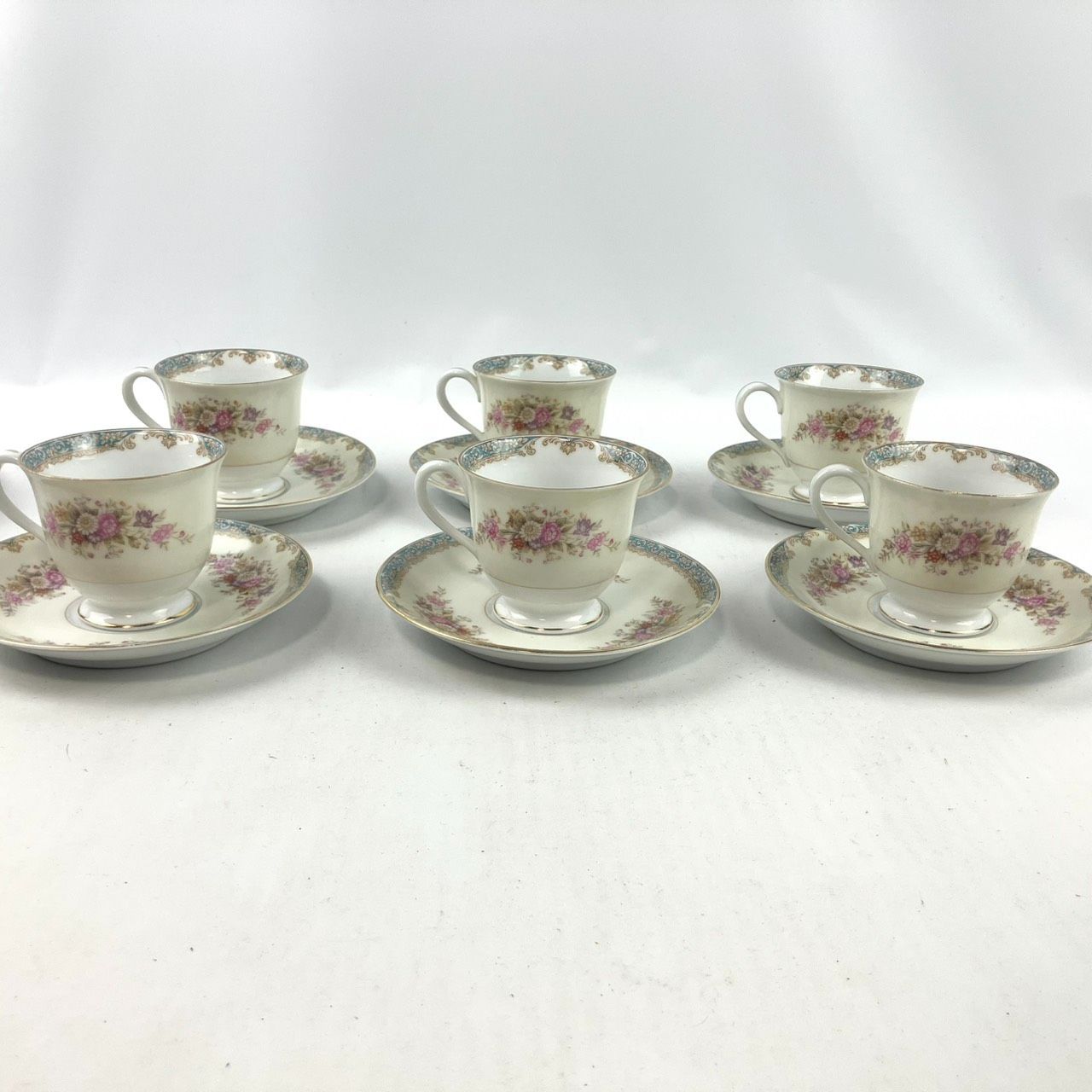 Noritake ノリタケ カップ&ソーサーセット デミタス 6客&ソーサー4枚セット 花柄 金彩