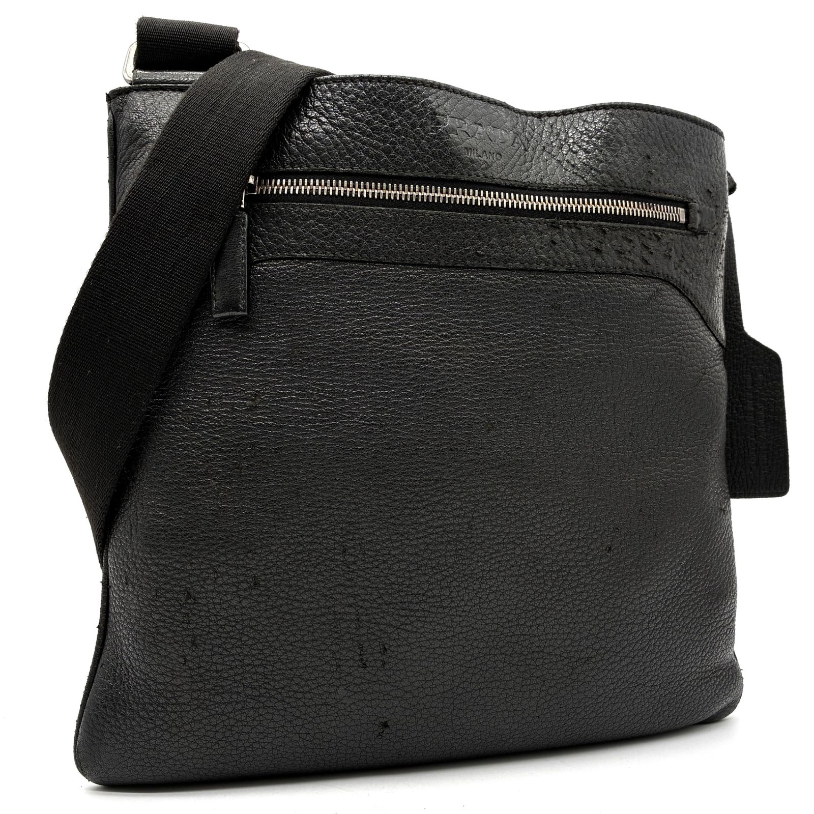 希少・正規品 PRADA プラダ ショルダーバッグ ロゴ型押し オールレザー  