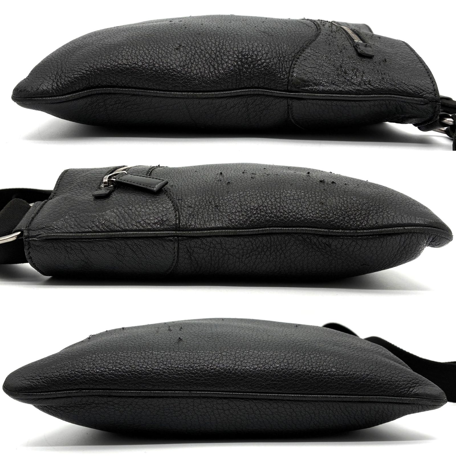 希少・正規品 PRADA プラダ ショルダーバッグ ロゴ型押し オールレザー  