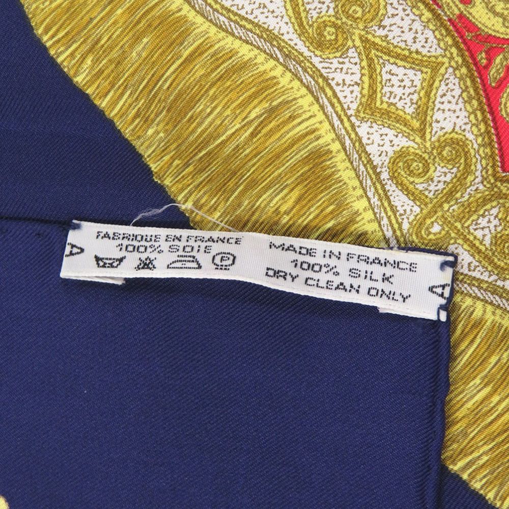  エルメス カレ90 Poste et Cavalerie サーベル飾袋 シルク ブルー スカーフ 青 0108 HERMES その他 小物