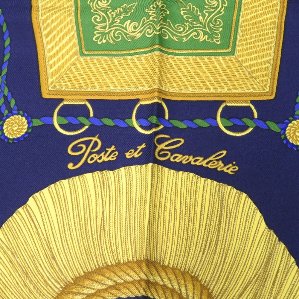 エルメス カレ90 Poste et Cavalerie サーベル飾袋 シルク ブルー スカーフ 青 0108 HERMES
