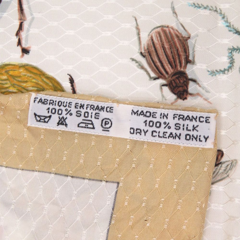 エルメス カレ90 INSECT 昆虫 シルク ベージュ スカーフ 0129 HERMES